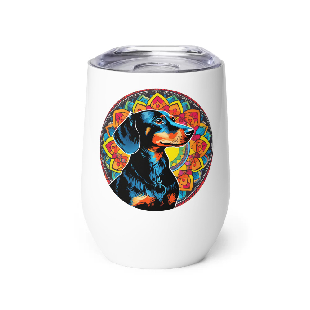 PugMug Custom Black Dachshund Wine Tumbler