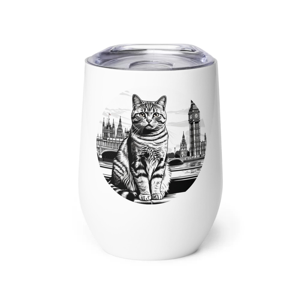 PugMug Custom Tabby British Shorthair Cat Wine Tumbler