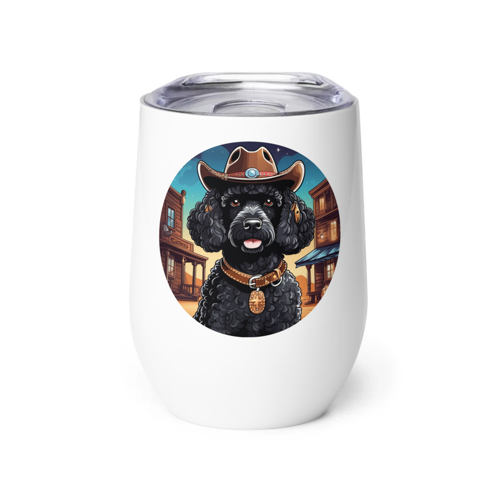 PugMug Custom Black Poodle Wine Tumbler