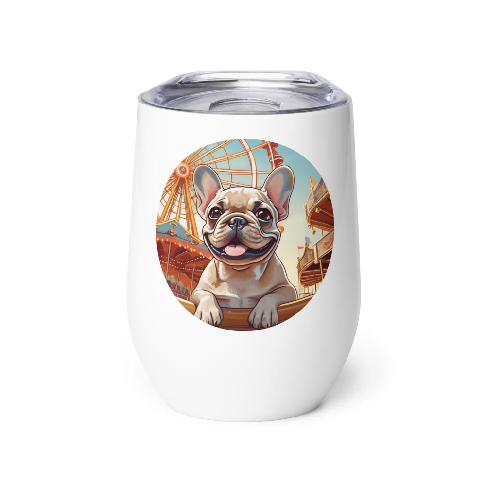 PugMug Custom Tan French Bulldog Wine Tumbler