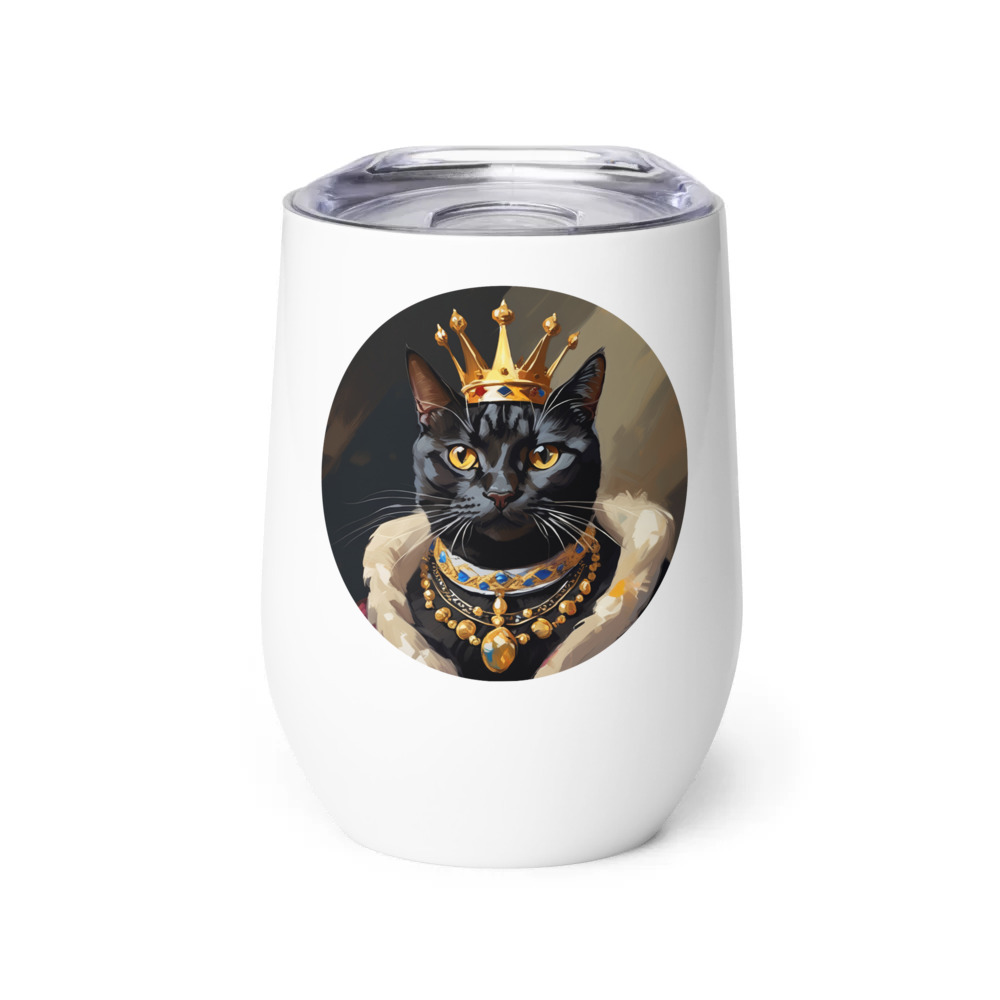 PugMug Custom Black American Shorthair Cat Wine Tumbler