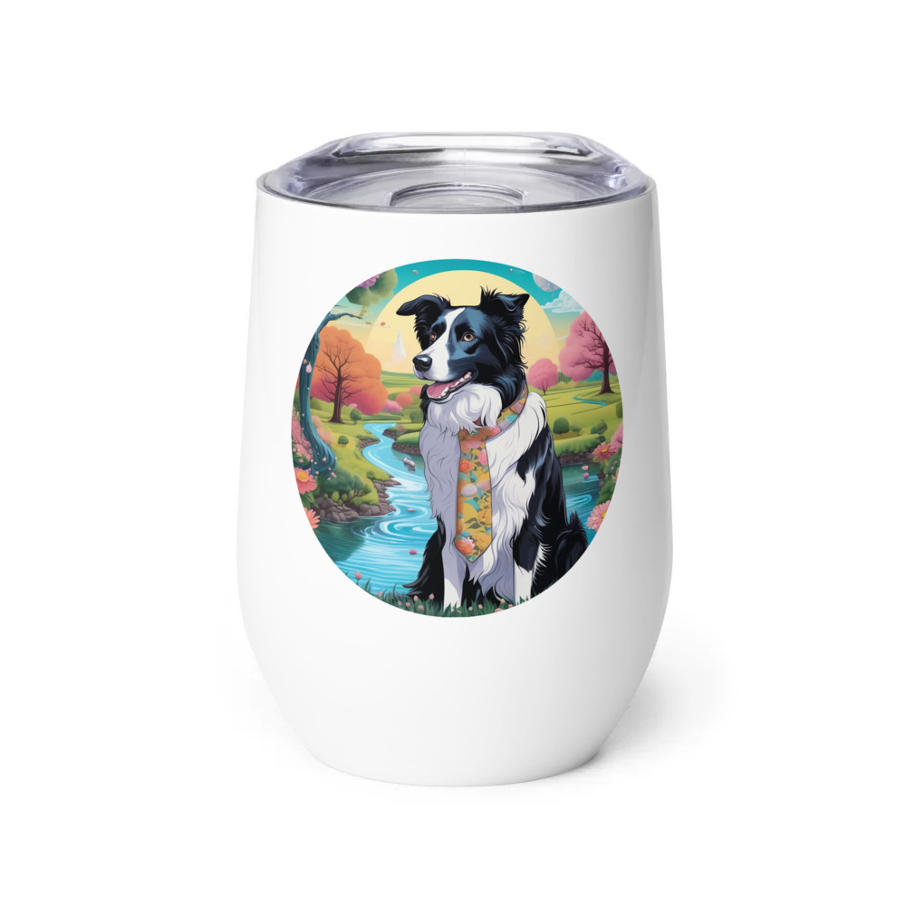 PugMug Custom Border Collie Wine Tumbler