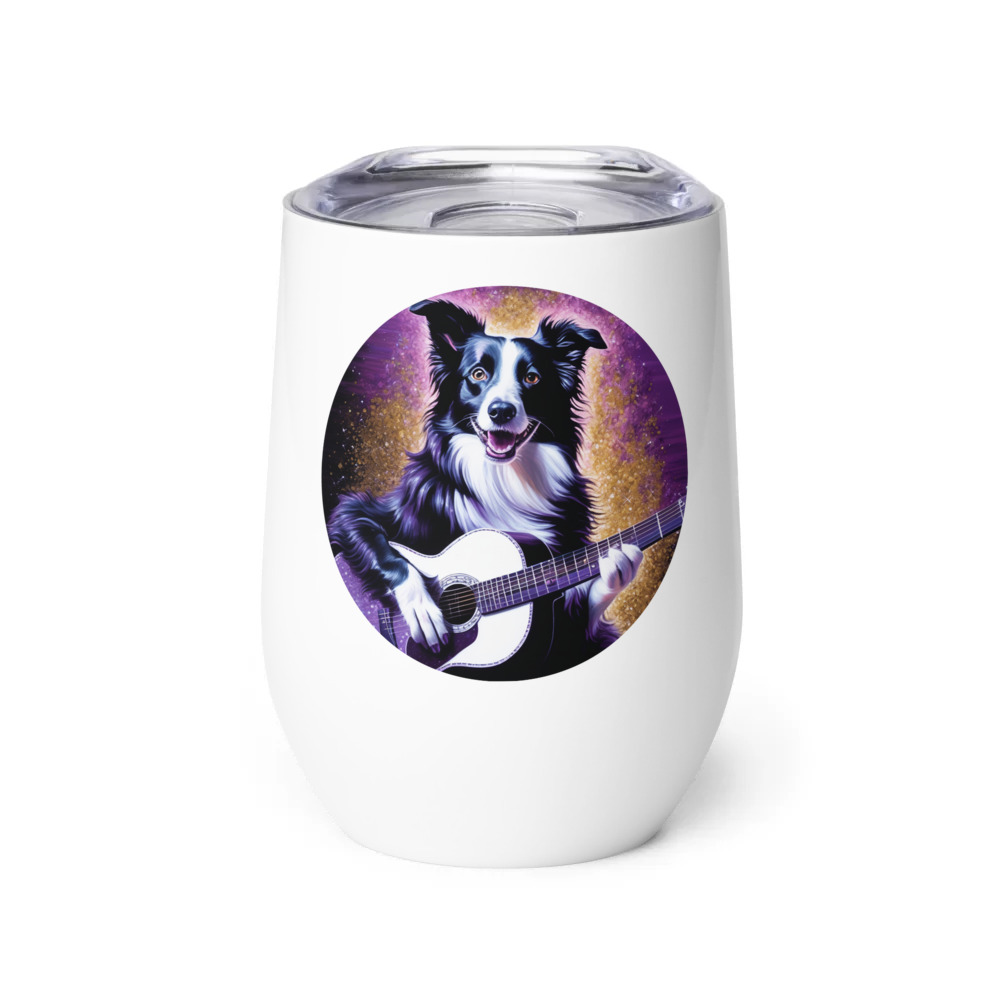 PugMug Custom Border Collie Wine Tumbler
