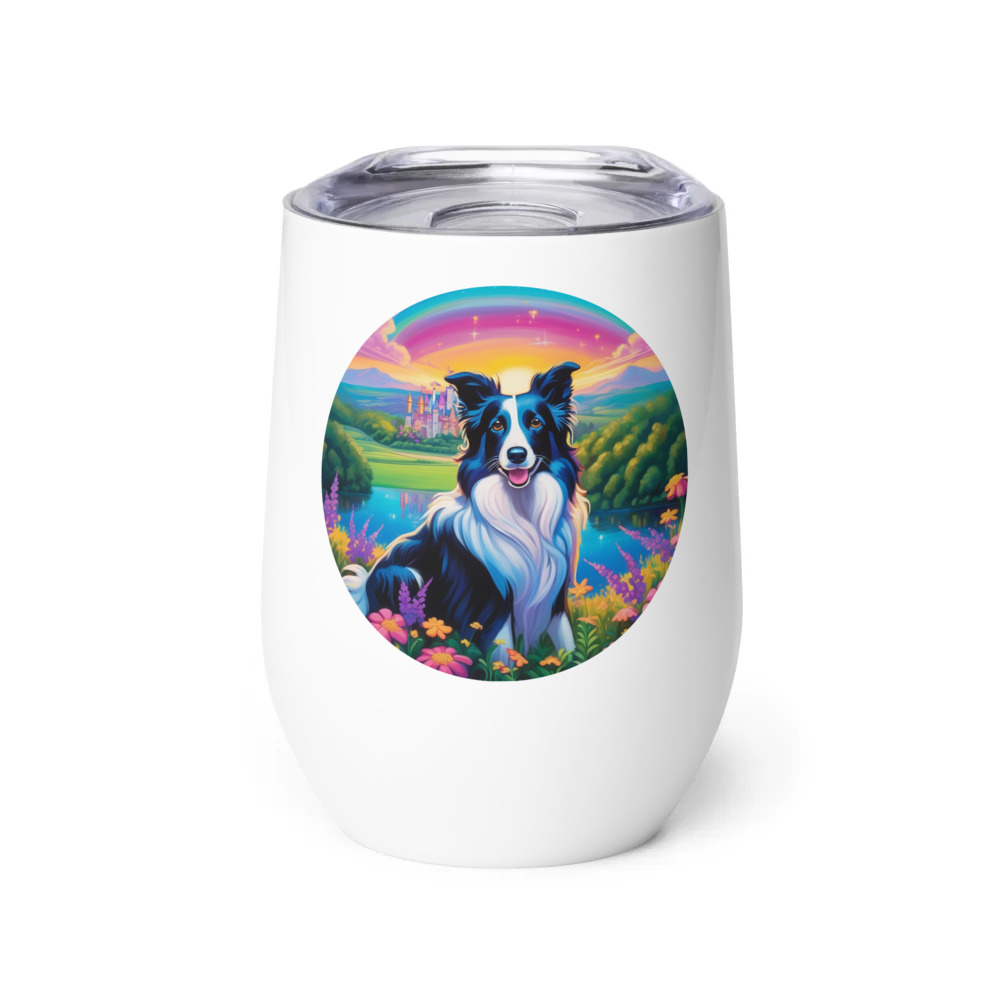 PugMug Custom Border Collie Wine Tumbler