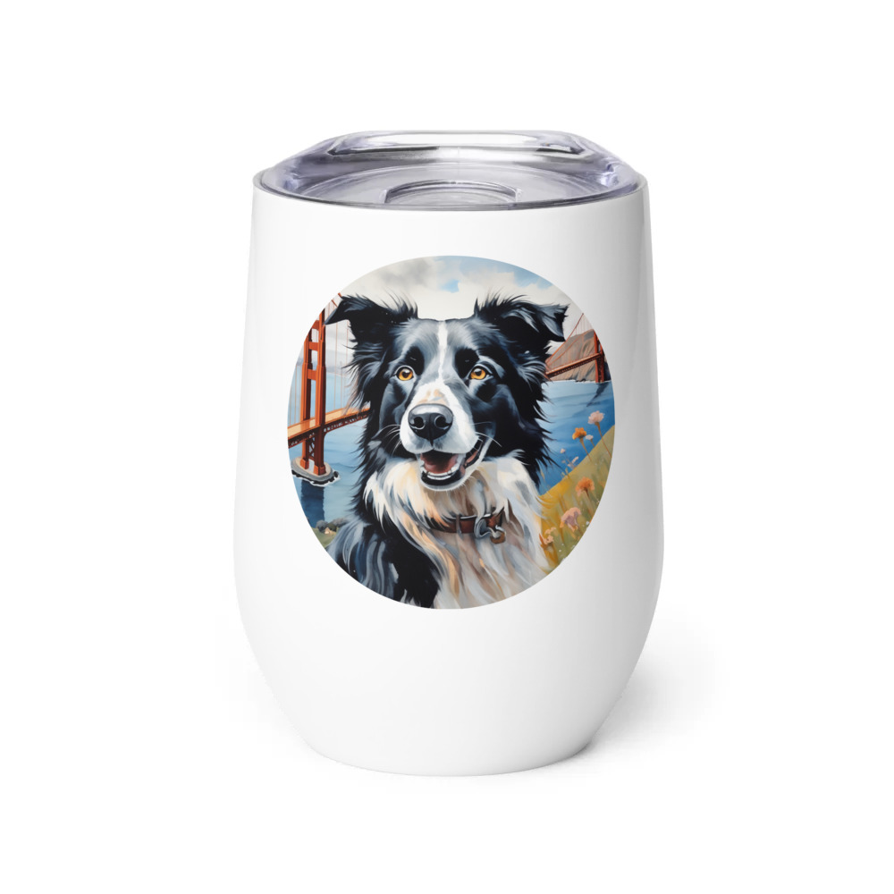 PugMug Custom Border Collie Wine Tumbler
