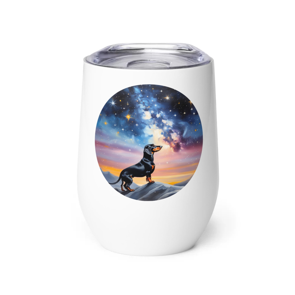 PugMug Custom Black Dachshund Wine Tumbler