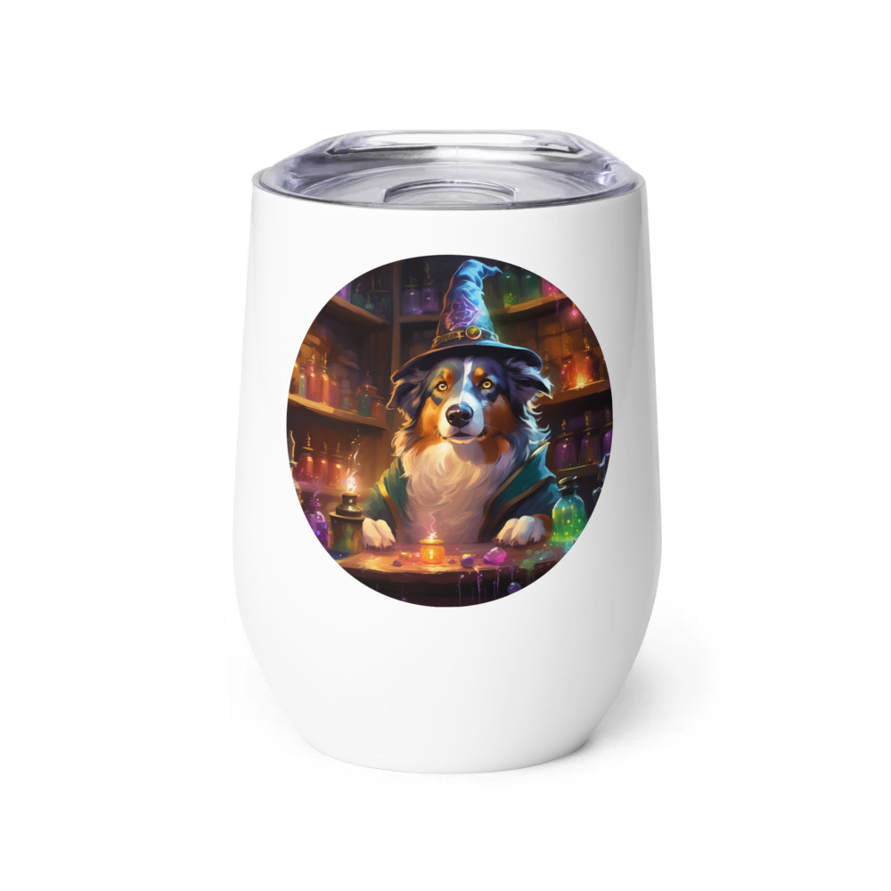 PugMug Custom Australian Shepherd Dog Wine Tumbler