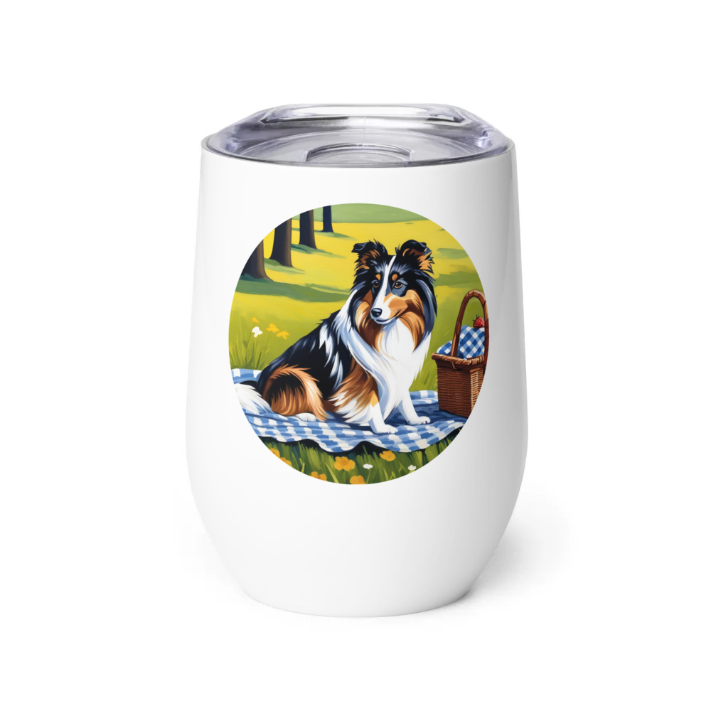 PugMug Custom Shetland Sheepdog Wine Tumbler