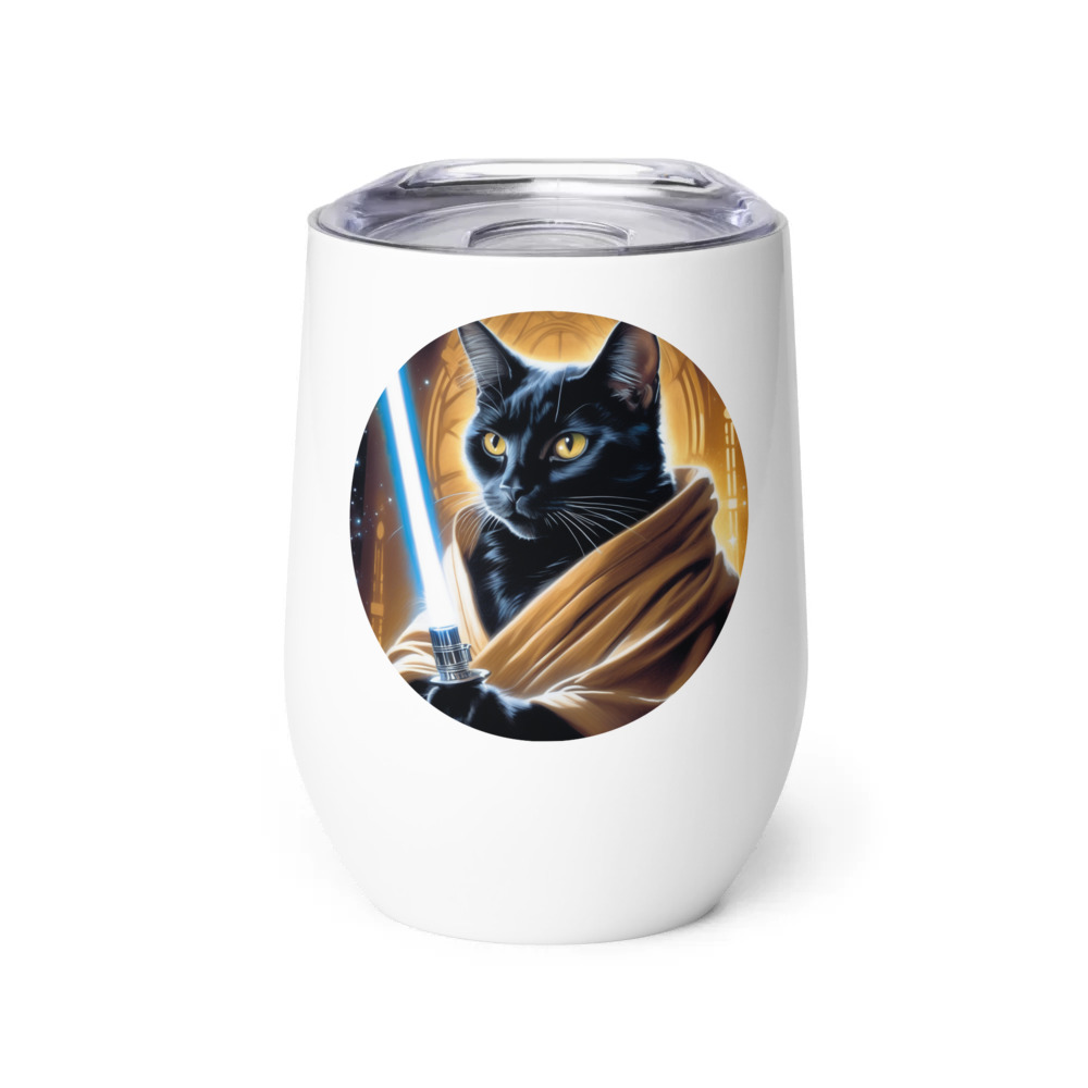 PugMug Custom Black Companion Cat Wine Tumbler