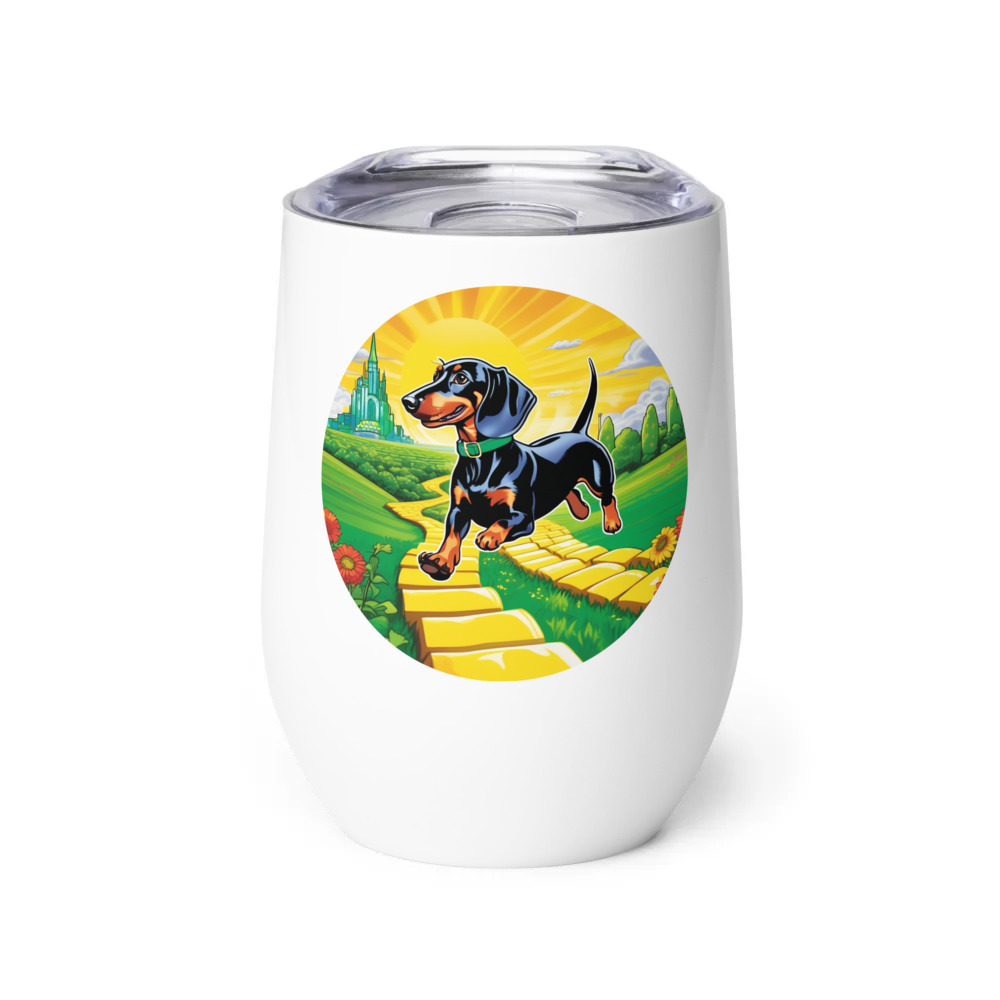 PugMug Custom Black Dachshund Wine Tumbler