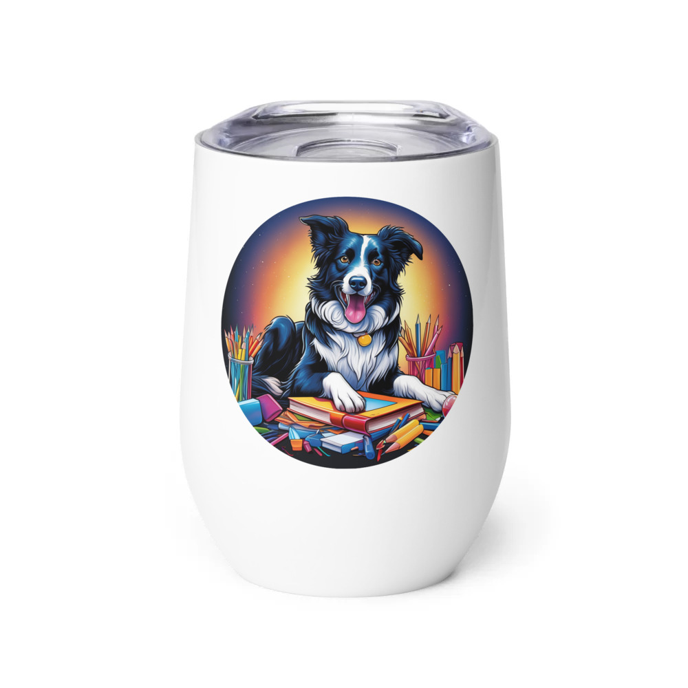 PugMug Custom Border Collie Wine Tumbler