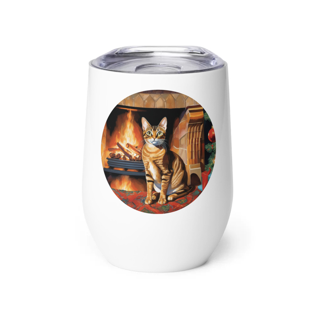 PugMug Custom Tabby Abyssinian Cat Wine Tumbler