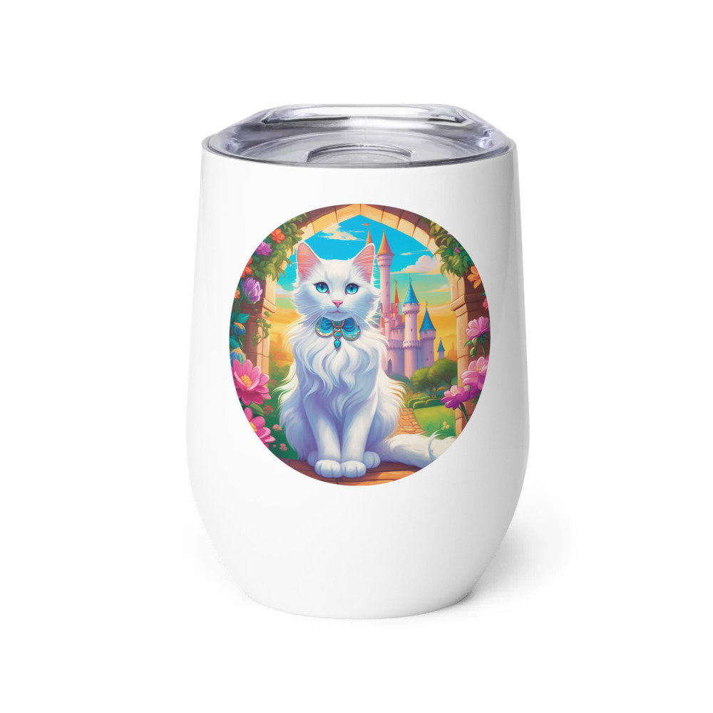 PugMug Custom White Companion Cat Wine Tumbler