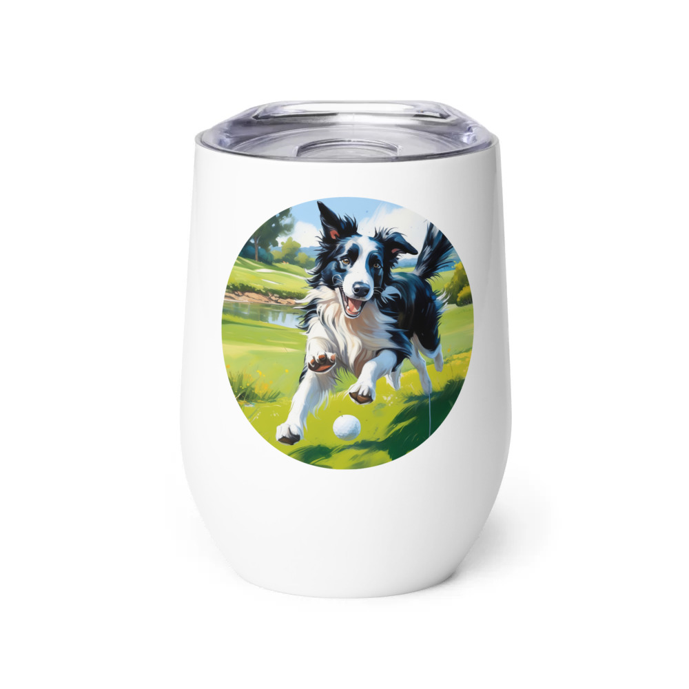 PugMug Custom Border Collie Wine Tumbler