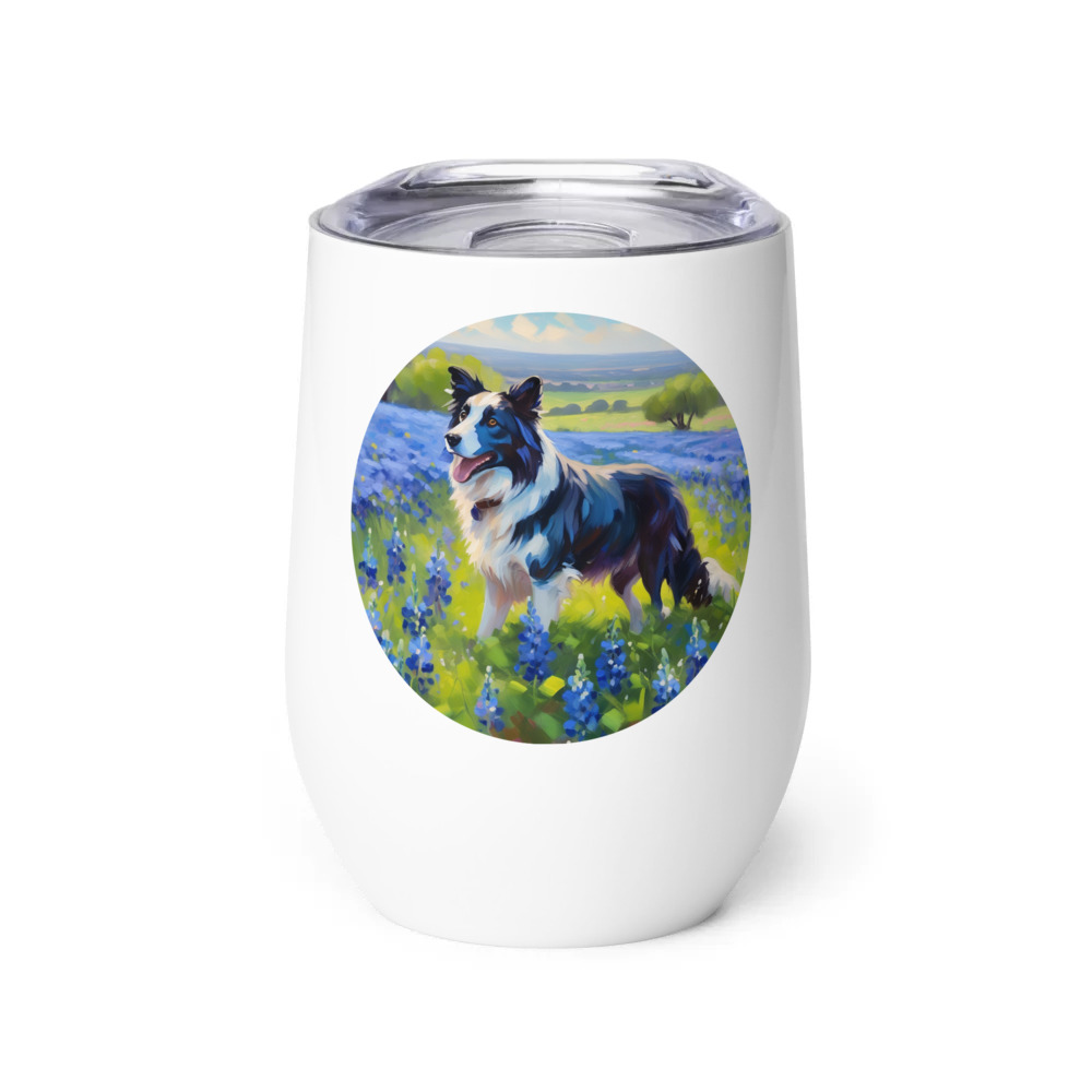 PugMug Custom Border Collie Wine Tumbler