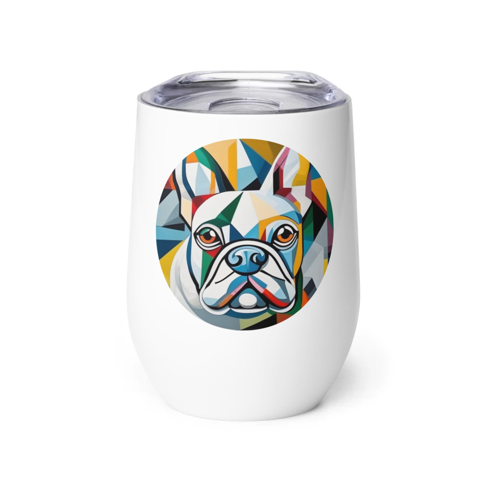 PugMug Custom White French Bulldog Wine Tumbler