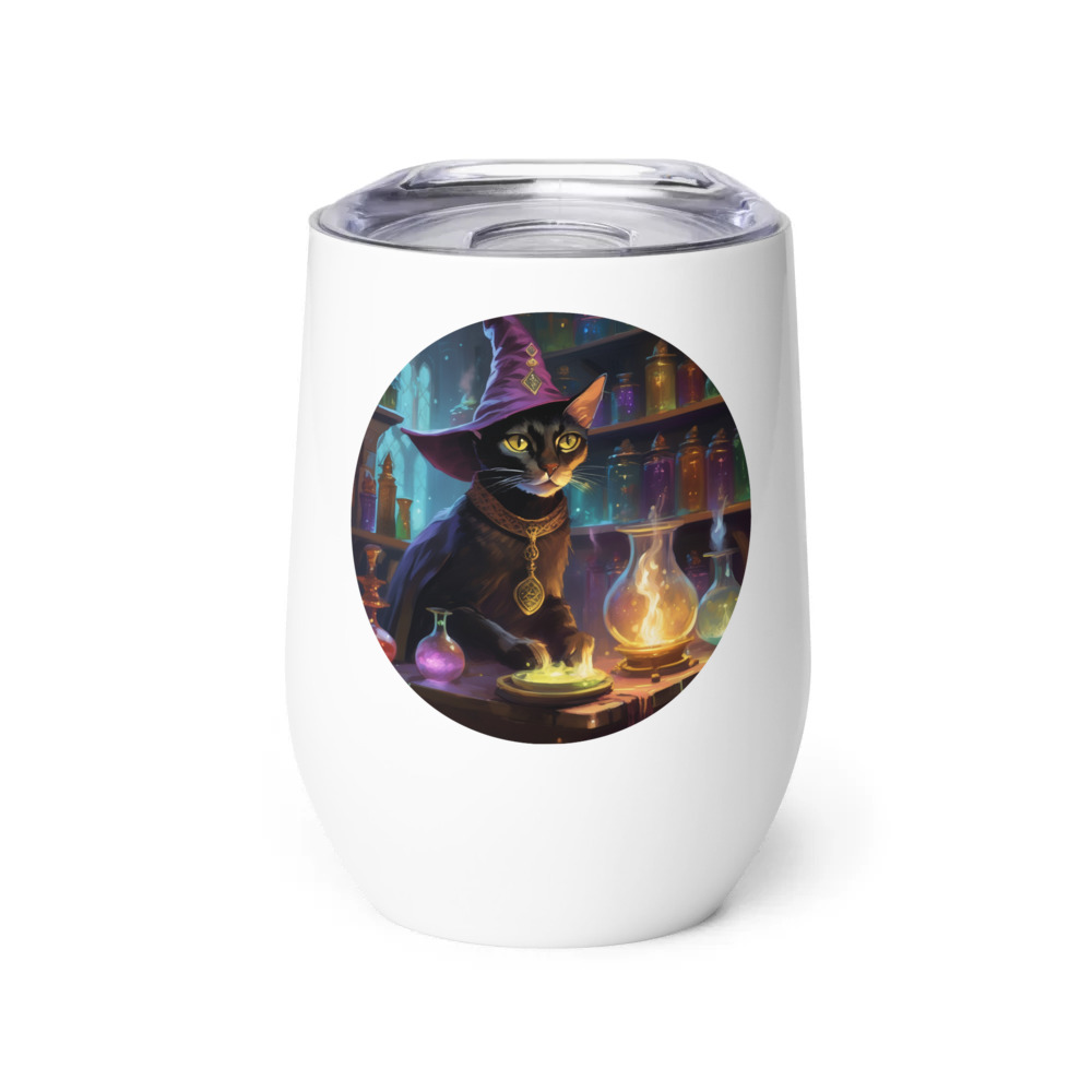 PugMug Custom Black Abyssinian Cat Wine Tumbler