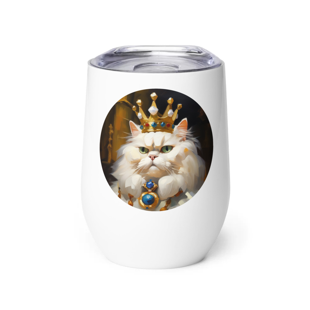 PugMug Custom White Persian Cat Wine Tumbler