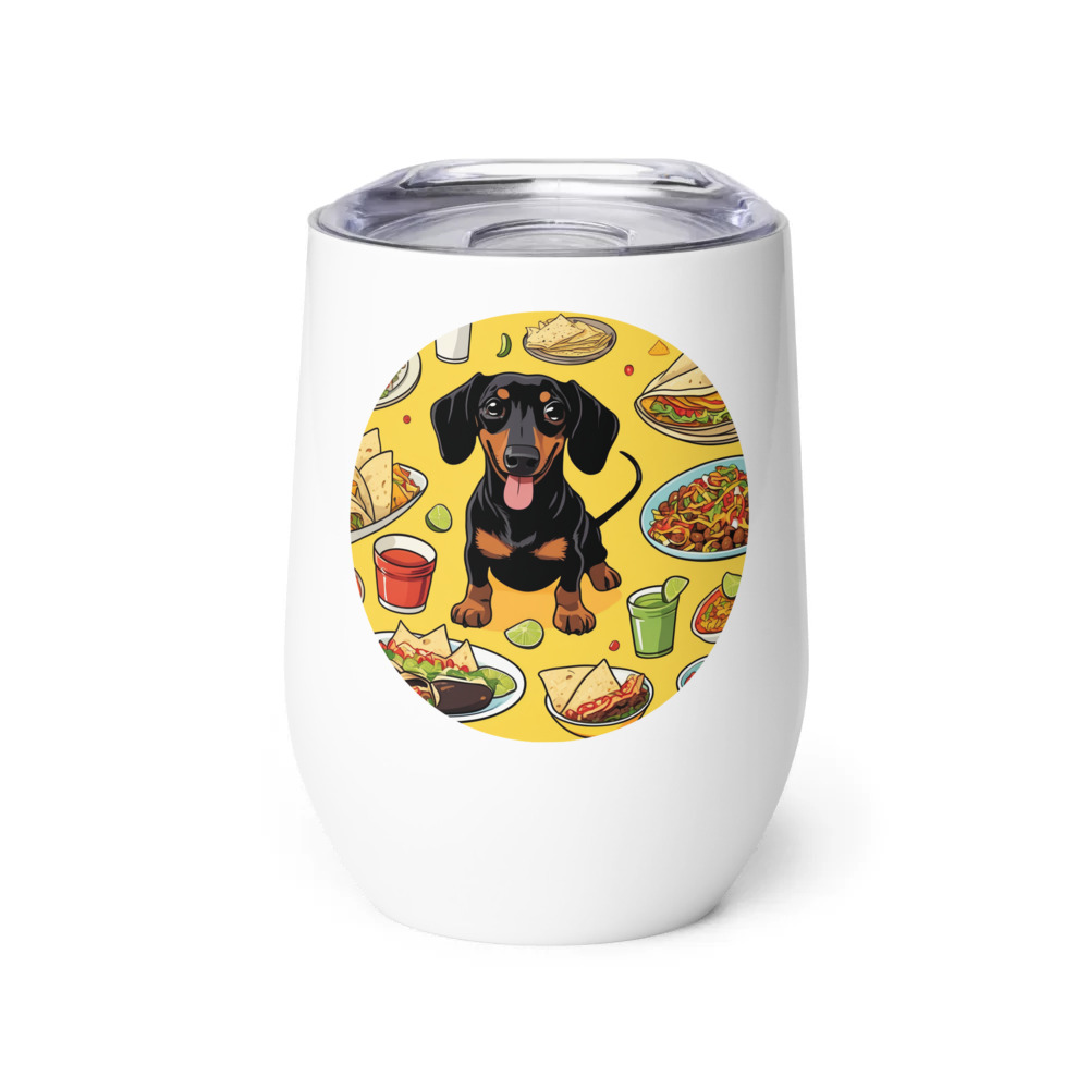 PugMug Custom Black Dachshund Wine Tumbler