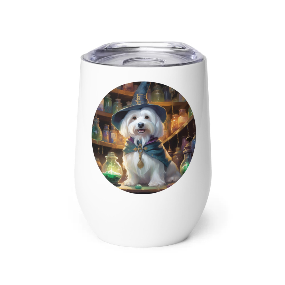 PugMug Custom White Havanese Dog Wine Tumbler