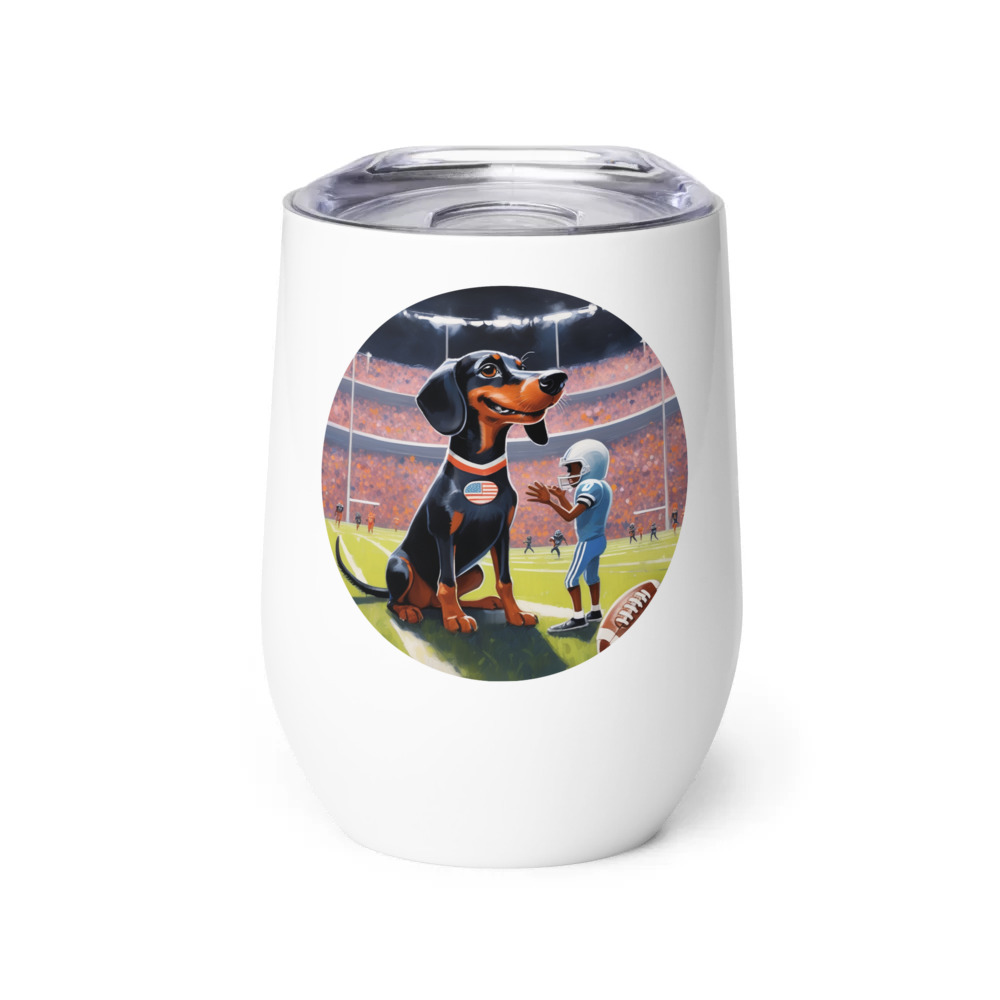 PugMug Custom Black Dachshund Wine Tumbler