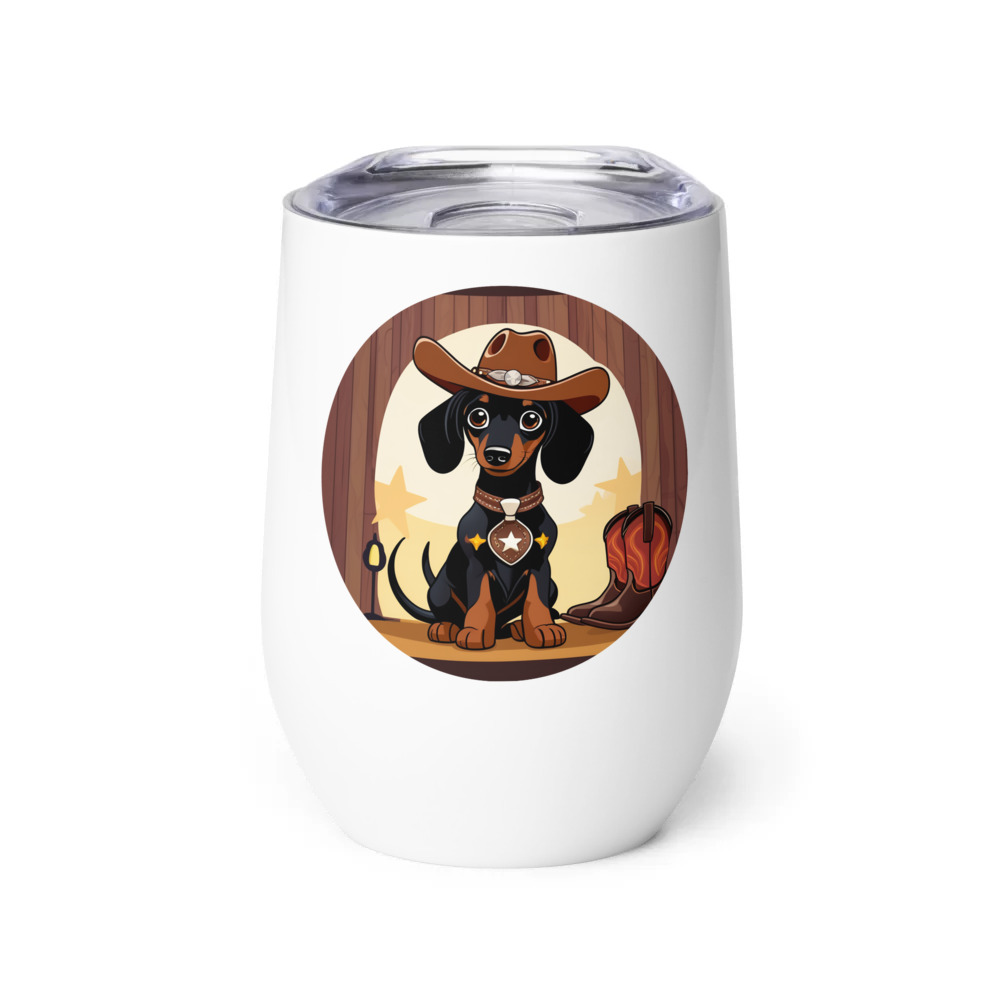 PugMug Custom Black Dachshund Wine Tumbler