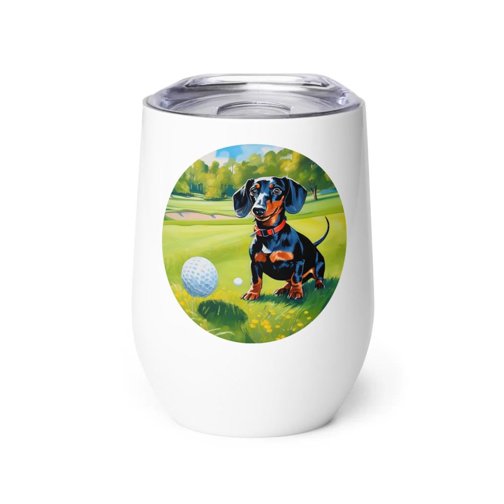 PugMug Custom Black Dachshund Wine Tumbler