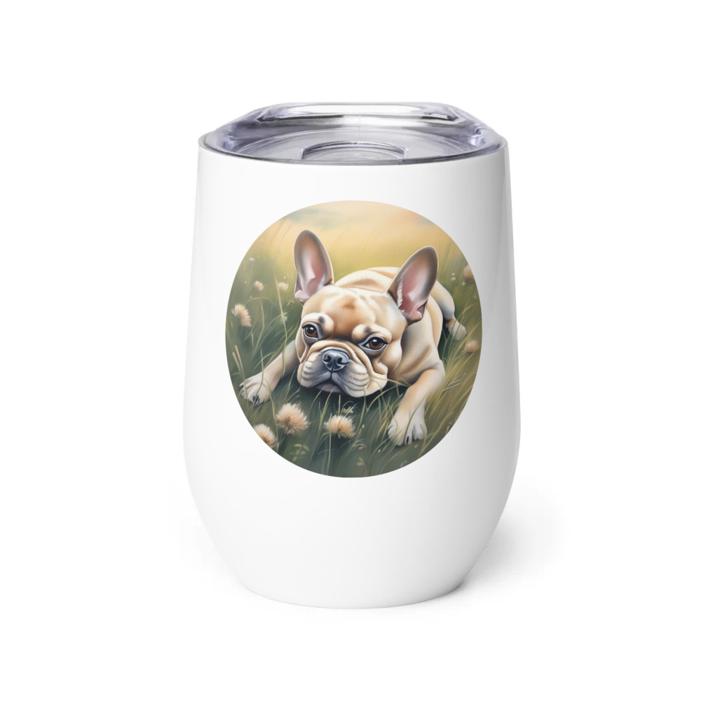 PugMug Custom Tan French Bulldog Wine Tumbler