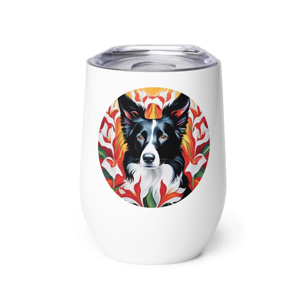 PugMug Custom Border Collie Wine Tumbler