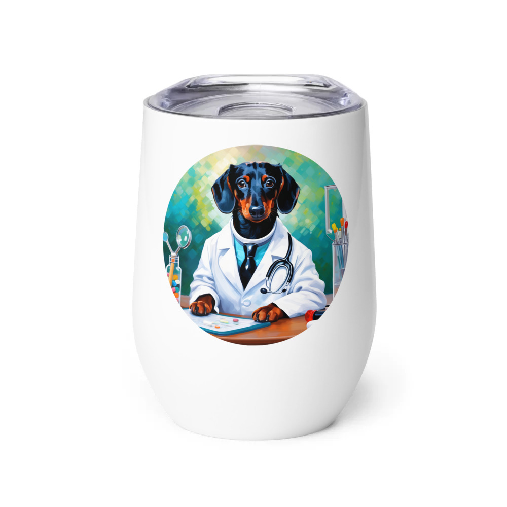 PugMug Custom Black Dachshund Wine Tumbler