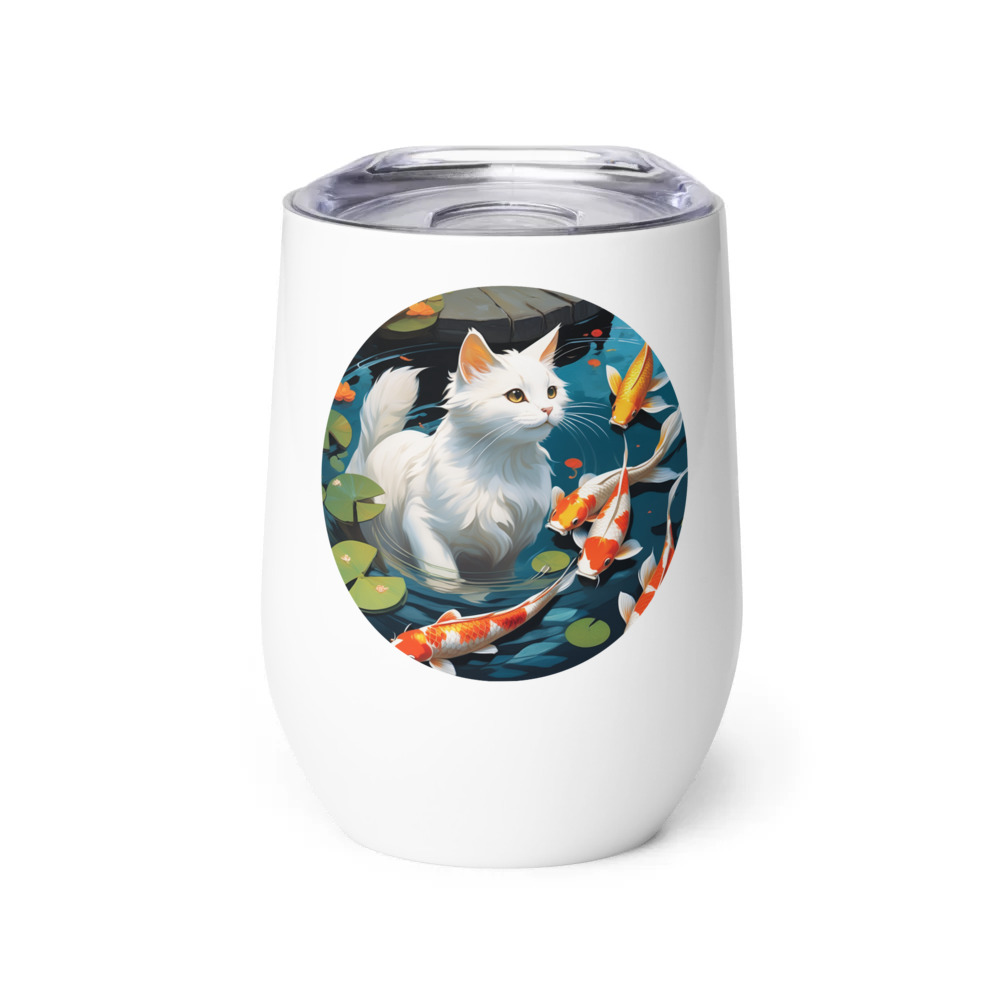 PugMug Custom White Companion Cat Wine Tumbler