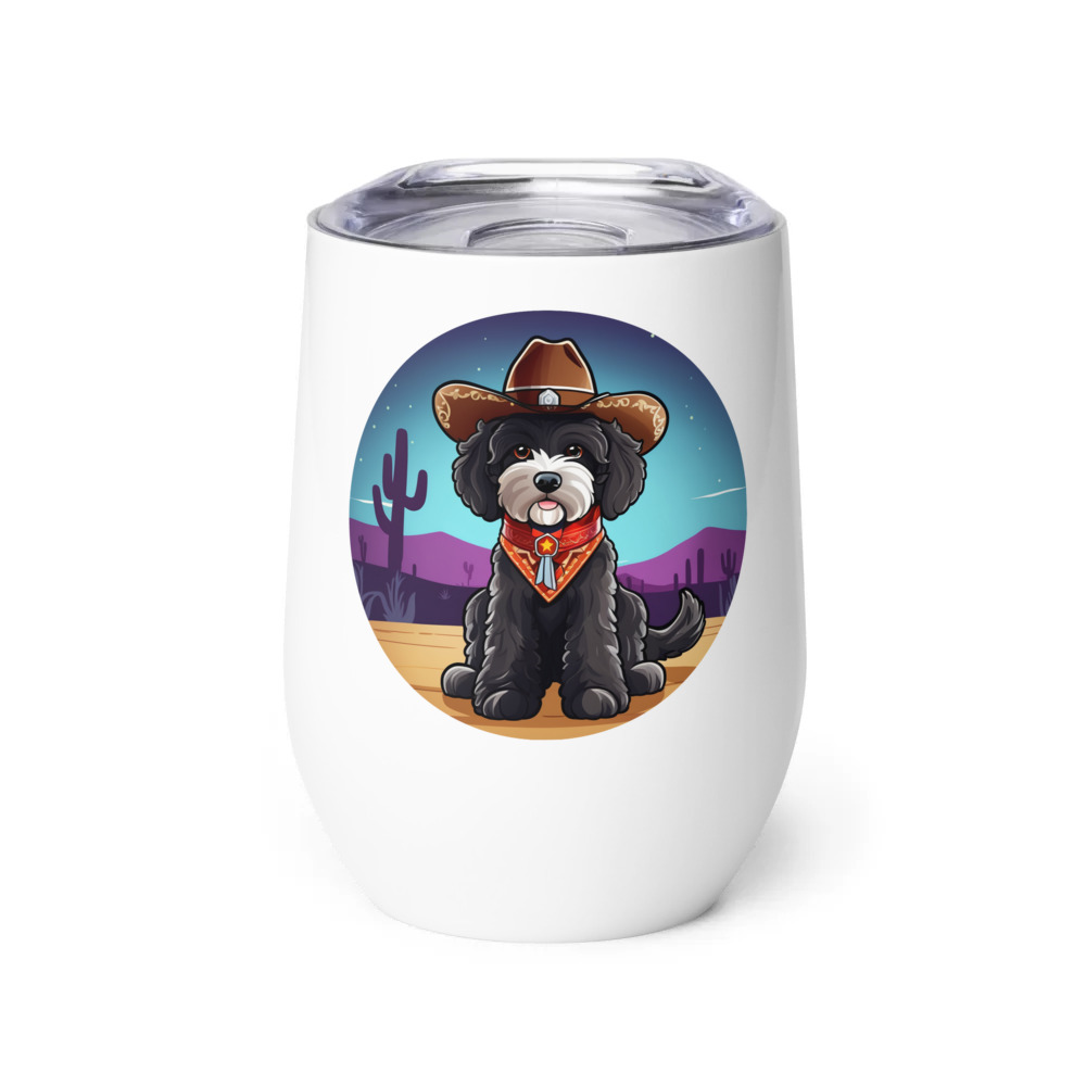 PugMug Custom Portuguese Water Dog Wine Tumbler