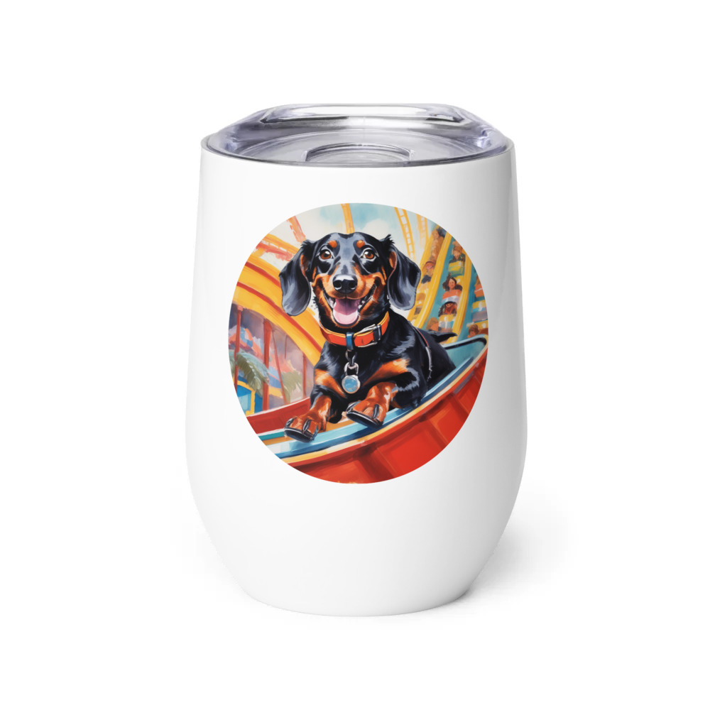 PugMug Custom Black Dachshund Wine Tumbler