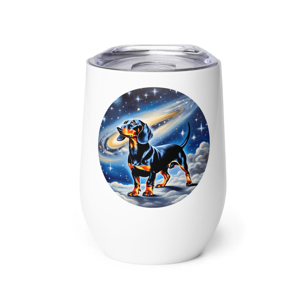 PugMug Custom Black Dachshund Wine Tumbler
