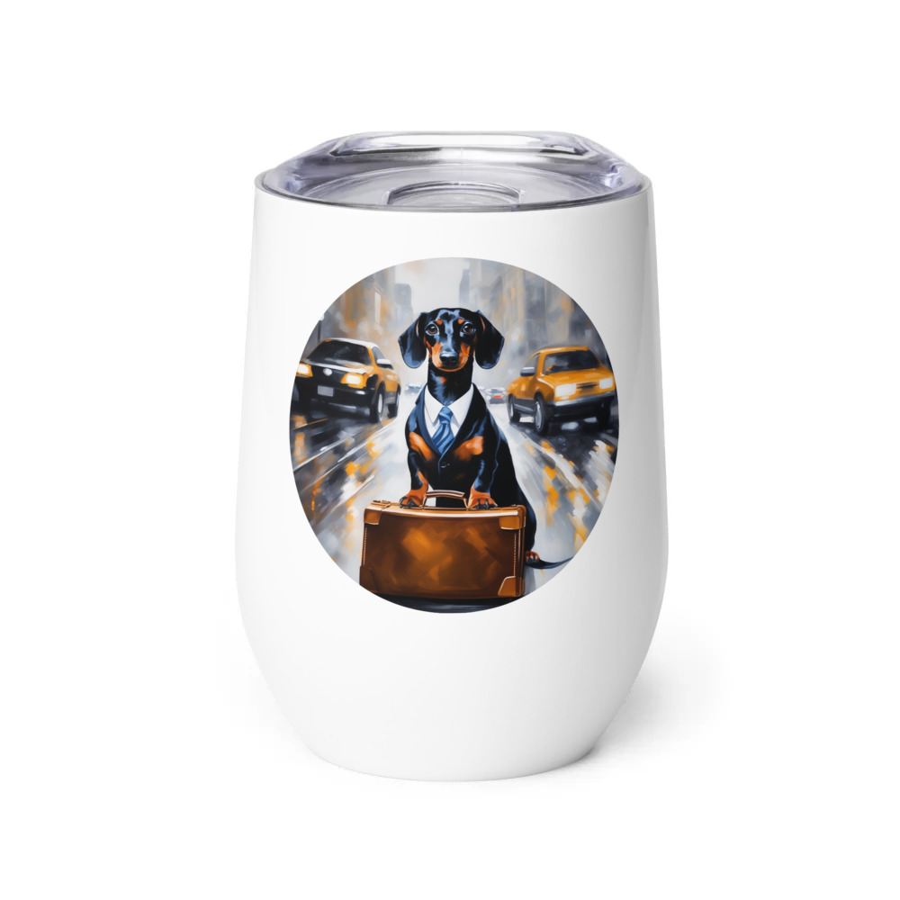 PugMug Custom Black Dachshund Wine Tumbler