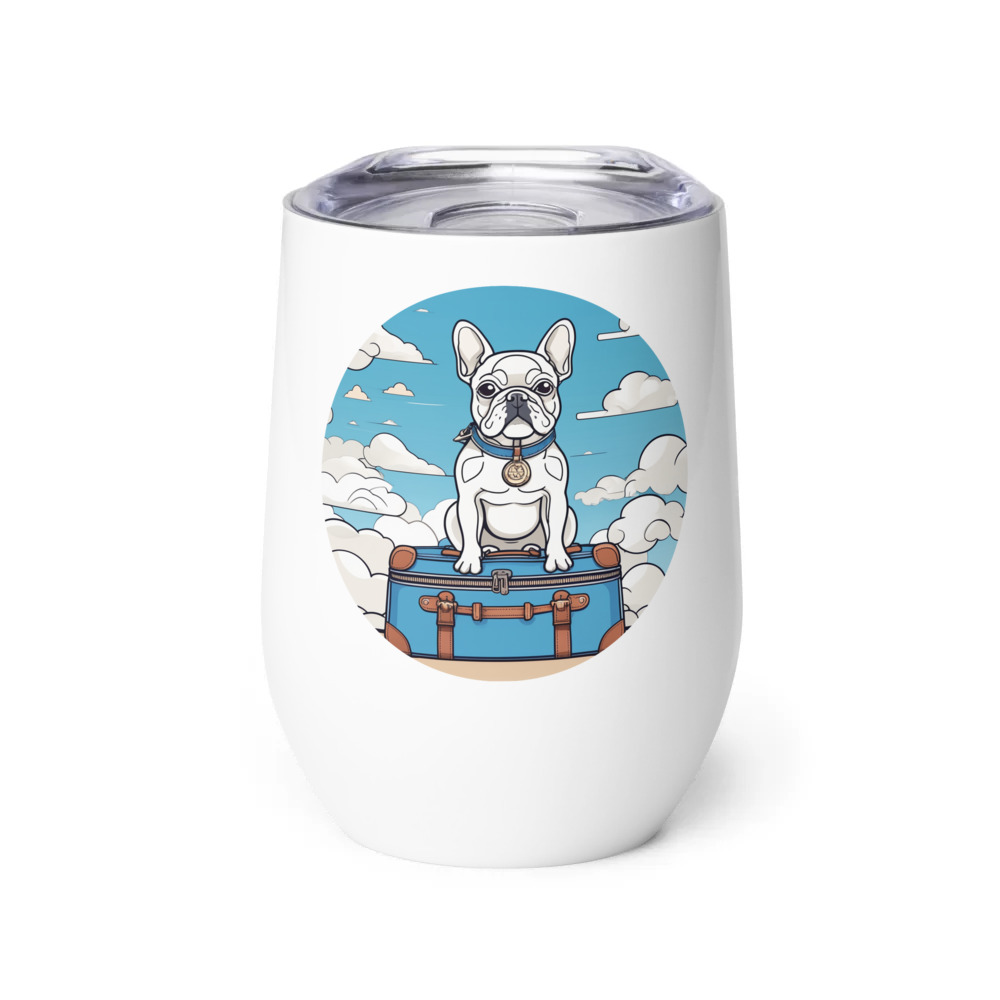 PugMug Custom White French Bulldog Wine Tumbler