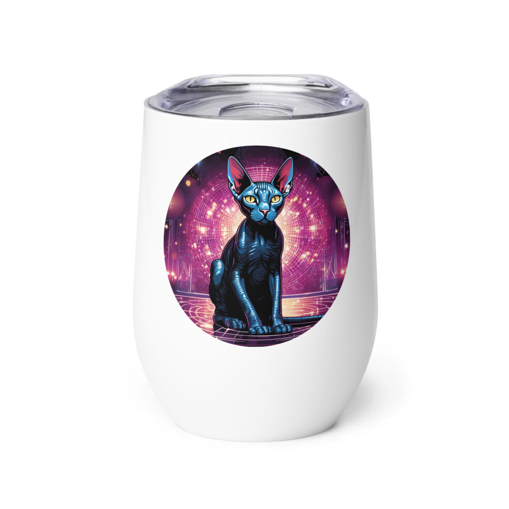 PugMug Custom Black Sphynx Cat Wine Tumbler