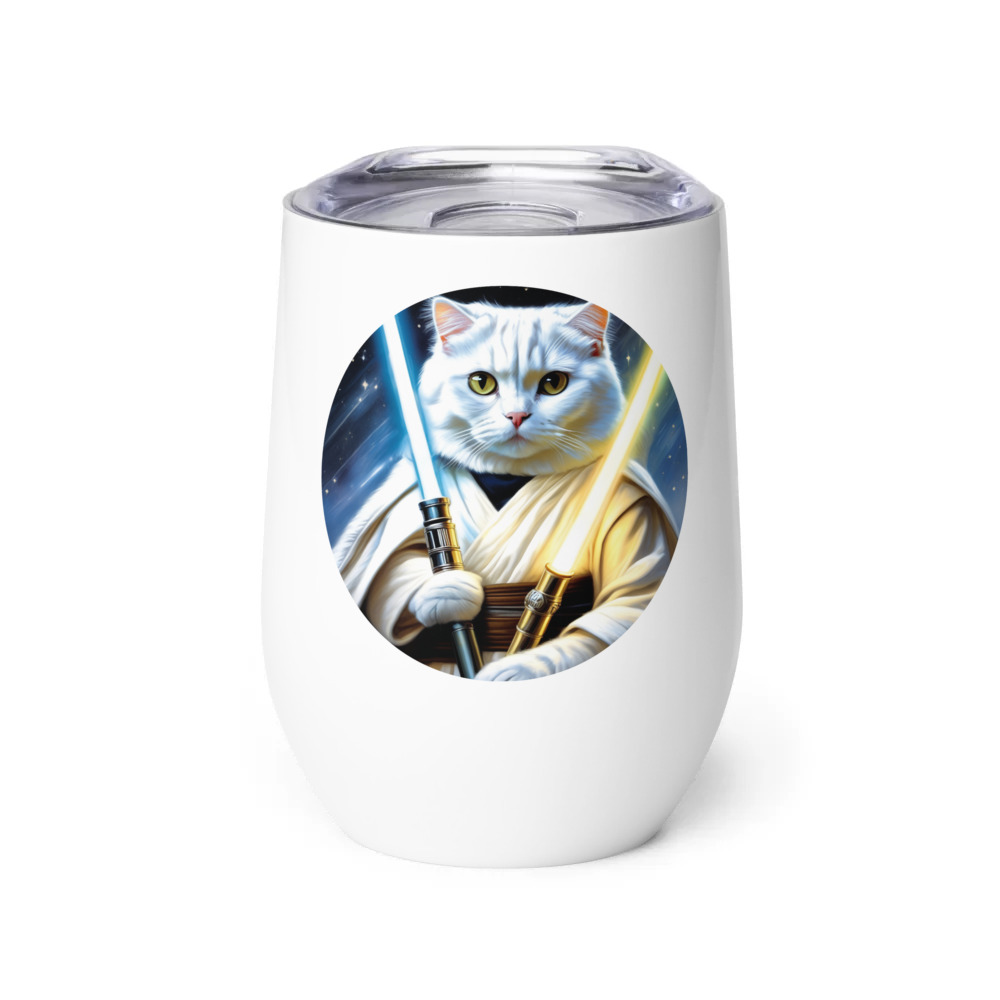 PugMug Custom White Scottish Fold Cat Wine Tumbler