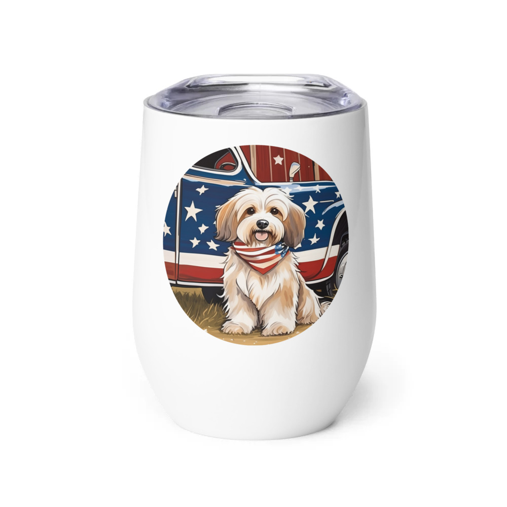 PugMug Custom Tan Havanese Dog Wine Tumbler