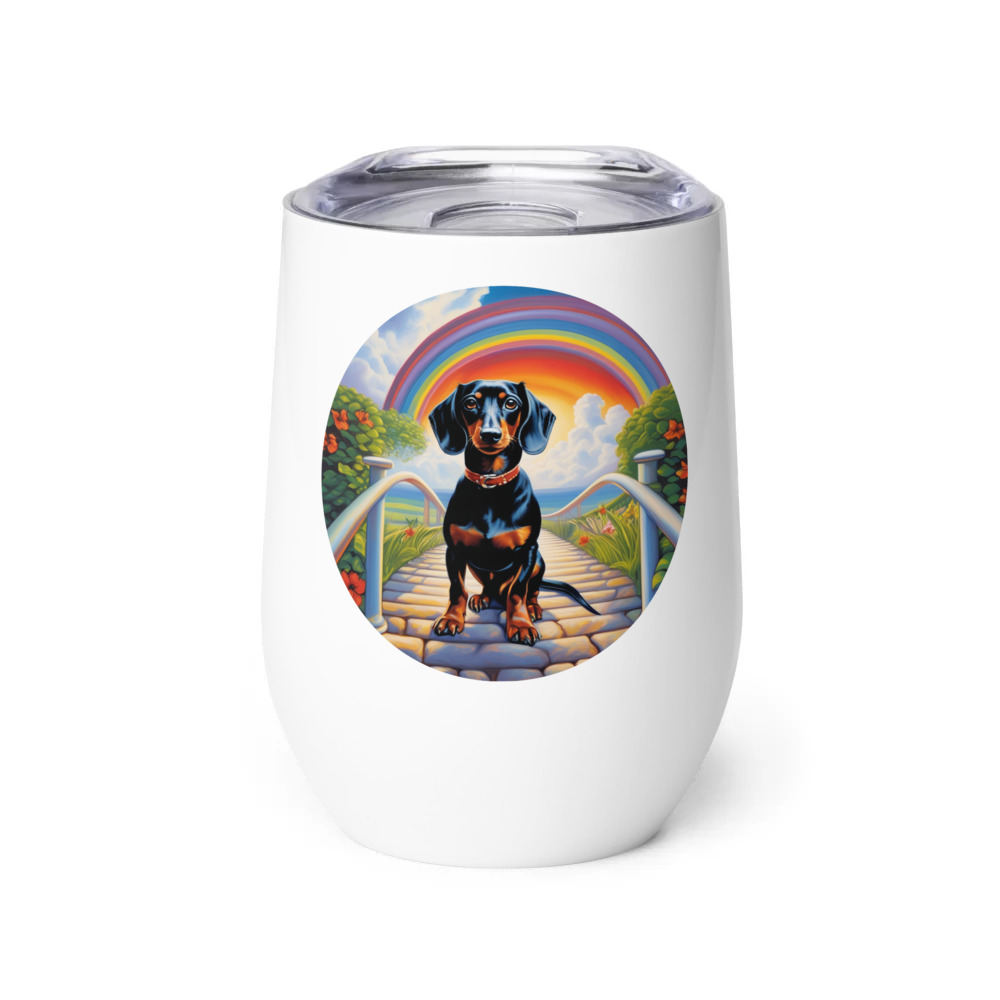 PugMug Custom Black Dachshund Wine Tumbler