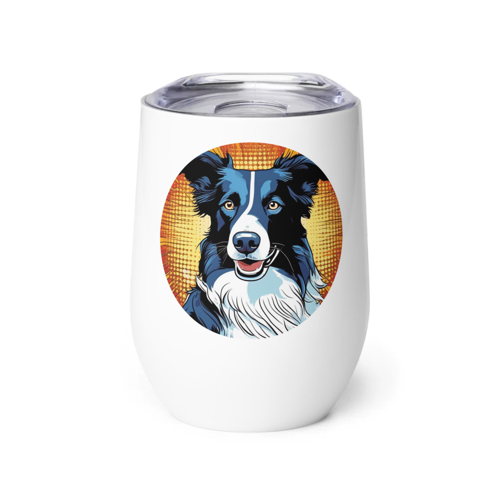 PugMug Custom Border Collie Wine Tumbler