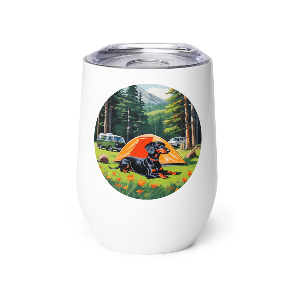 PugMug Custom Black Dachshund Wine Tumbler
