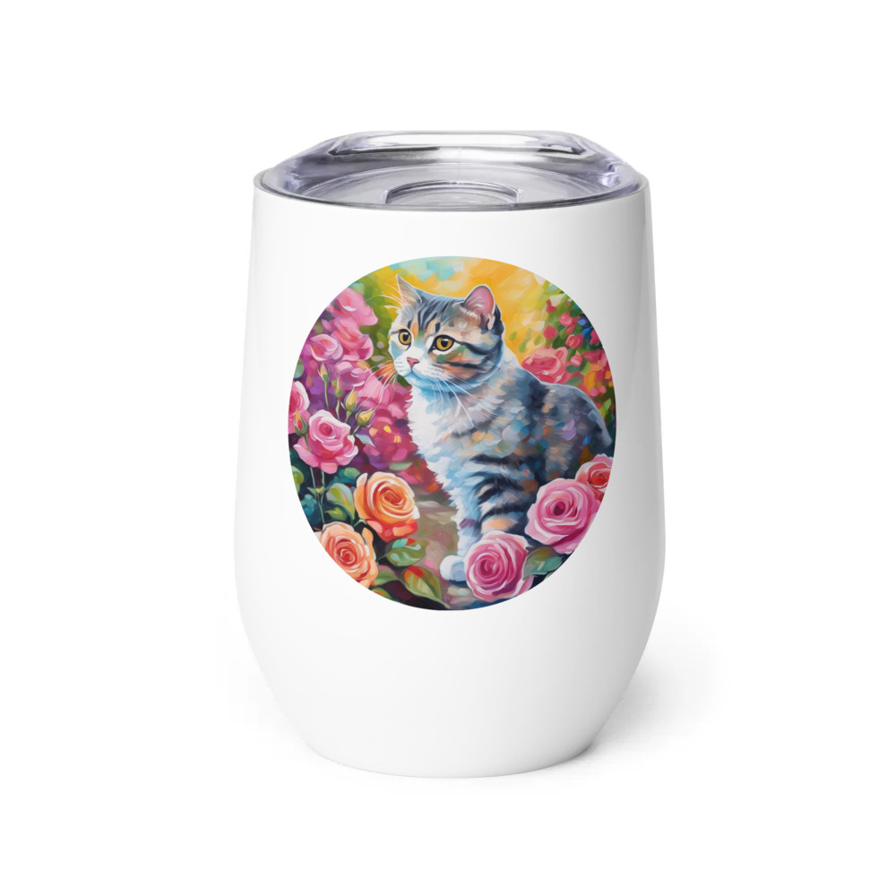 PugMug Custom Tabby Scottish Fold Cat Wine Tumbler