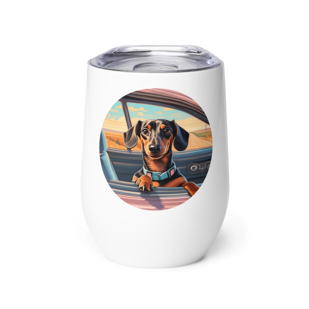 PugMug Custom Tan Dachshund Wine Tumbler