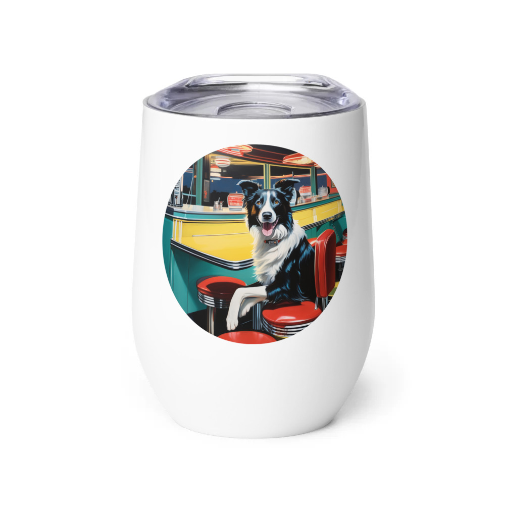 PugMug Custom Border Collie Wine Tumbler
