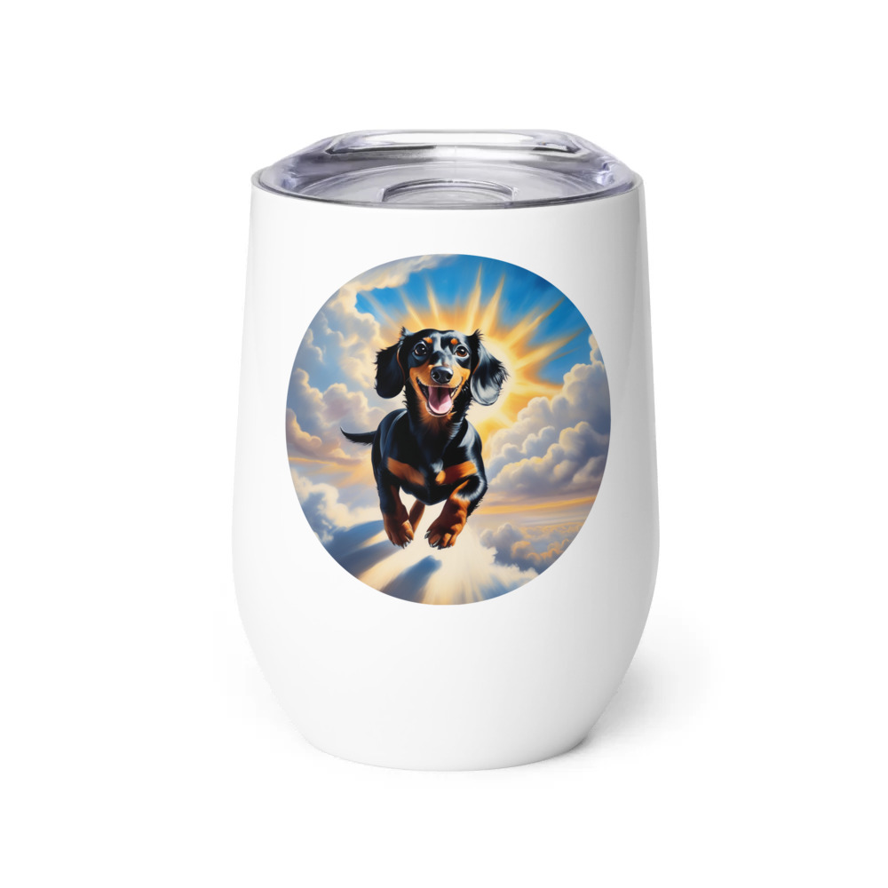 PugMug Custom Black Dachshund Wine Tumbler