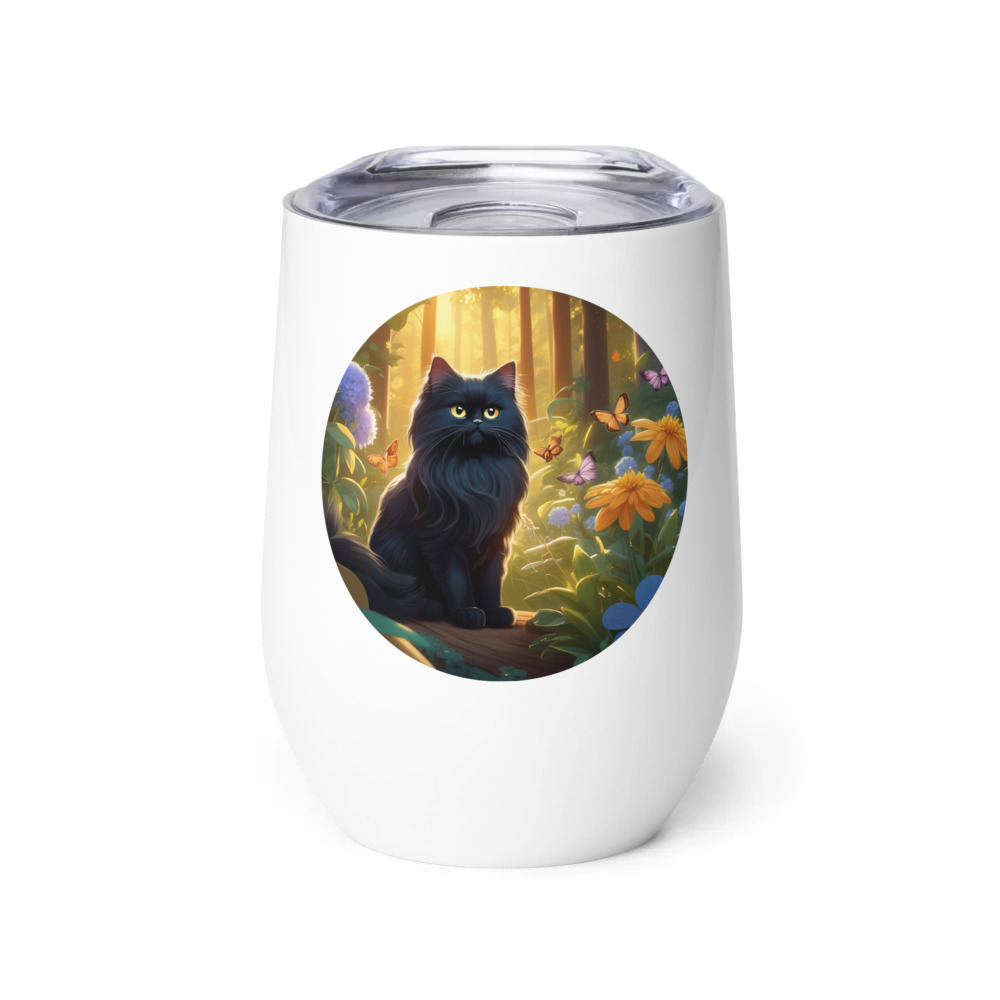 PugMug Custom Black Persian Cat Wine Tumbler