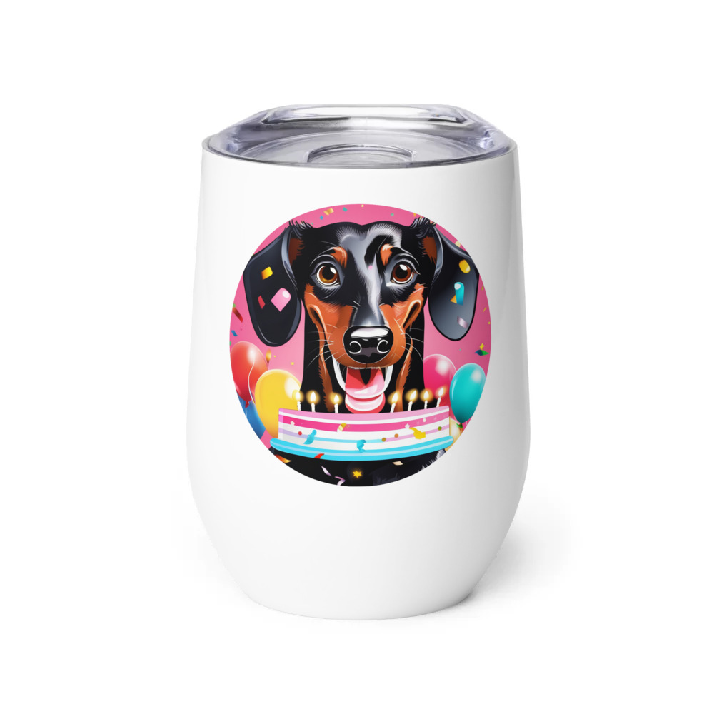 PugMug Custom Black Dachshund Wine Tumbler