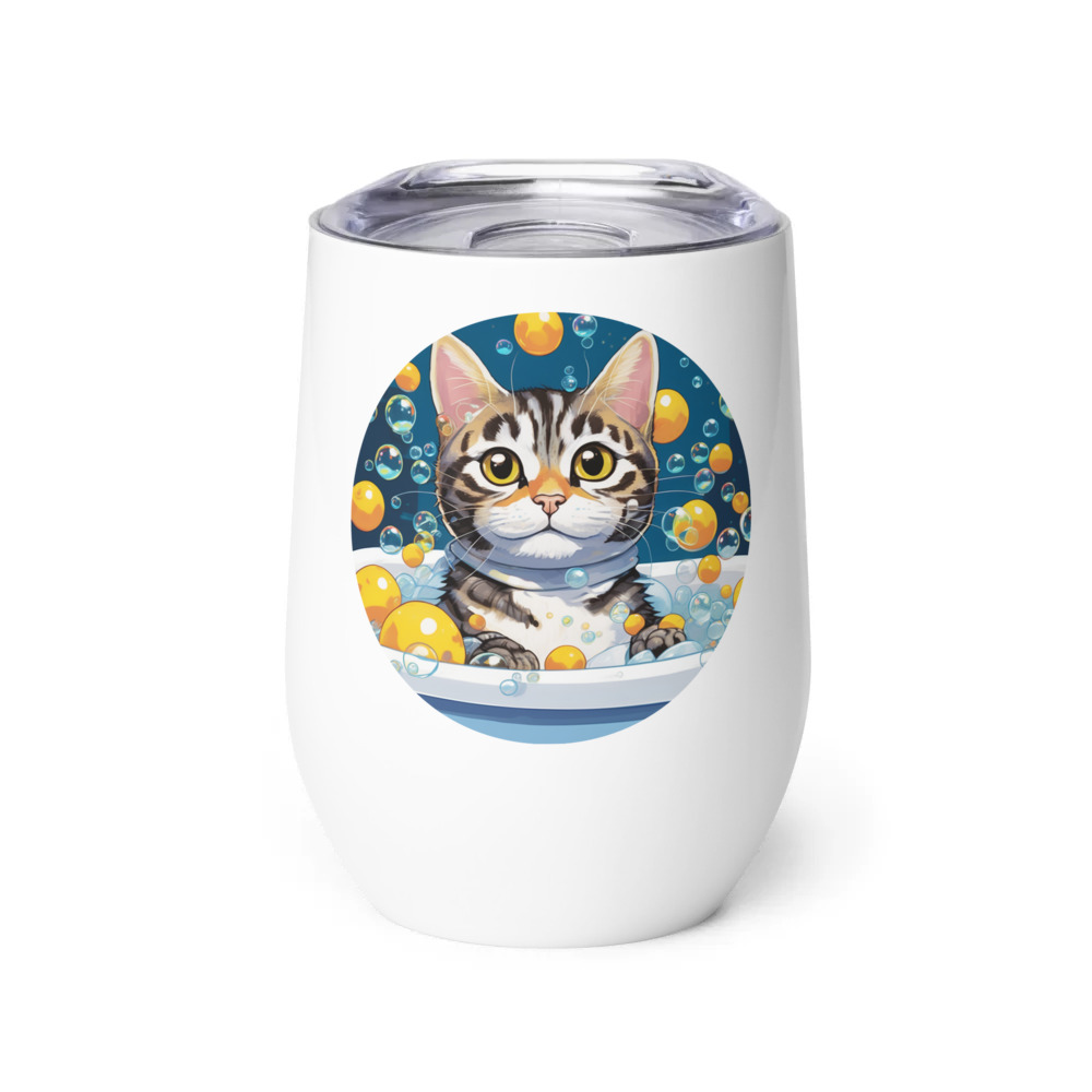 PugMug Custom Tabby American Shorthair Cat Wine Tumbler