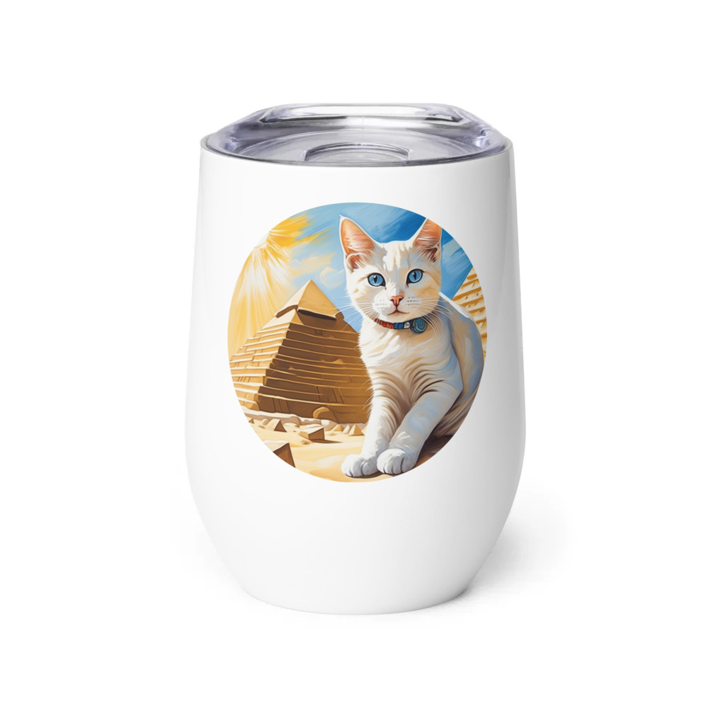 PugMug Custom White Companion Cat Wine Tumbler